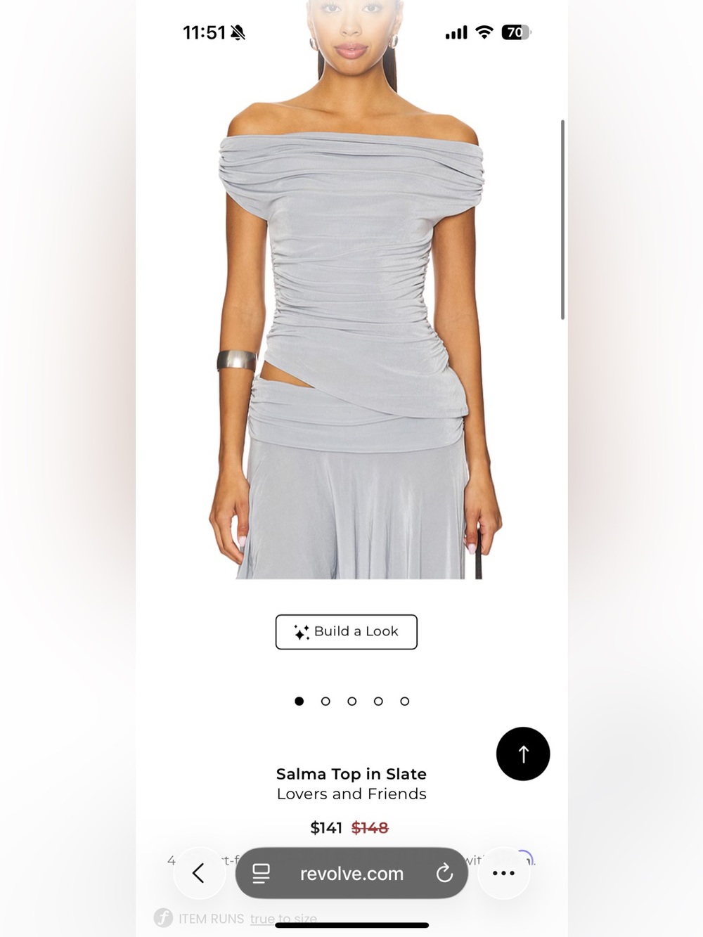 Lovers + Friends Light Blue One-Shoulder Draped top